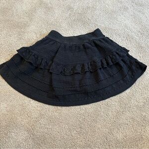 Aerie Black tiered Ruffled eyelet mini Skirt